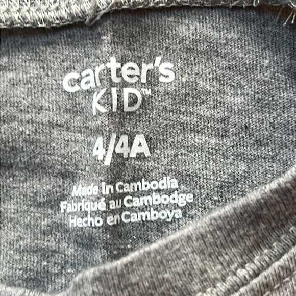 CARTER’S Kid’s Kid’s Gray Graphic Long Sleeve Size 4 - Picture 2 of 4